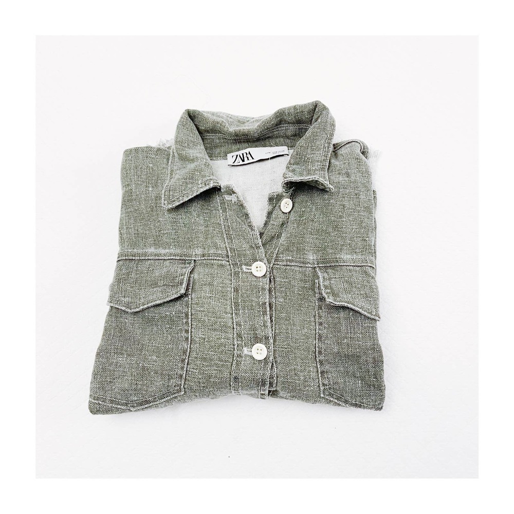 Zara Green Button Down Top Green NWOT SZ M